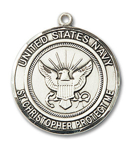 St Christopher Navy Medal - Sterling Silver Round Pendant 2 Sizes St Christopher Navy Medal - Sterling Silver Round Pendant 2 Sizes