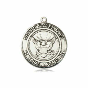 St Michael Navy Medal - Sterling Silver Round Pendant 2 Sizes St Michael Navy Medal - Sterling Silver Round Pendant 2 Sizes