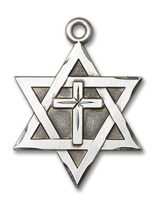 Large Star of David with Cross Pendant - Sterling Silver 1 1/4 x 7/8 1212YSS Large Star of David with Cross Pendant - Sterling Silver 1 1/4 x 7/8 1212YSS