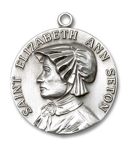 St Elizabeth Ann Seton Medal - Sterling Silver Round Pendant 2 Sizes St Elizabeth Ann Seton Medal - Sterling Silver Round Pendant 2 Sizes