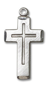 Cross on Cross Pendant - Sterling Silver 7/8 x 1/2 1529SS Cross on Cross Pendant - Sterling Silver 7/8 x 1/2 1529SS
