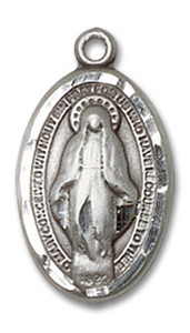 Miraculous Medal - Sterling Silver 5/8 x 3/8 Oval Pendant 1609SS Miraculous Medal - Sterling Silver 5/8 x 3/8 Oval Pendant 1609SS