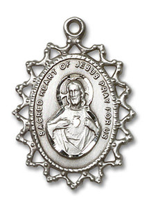 Large Filligree Scapular Medal - Sterling Silver 1 x 3/4 Pendant 1619SSS Large Filligree Scapular Medal - Sterling Silver 1 x 3/4 Pendant 1619SSS