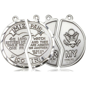Large Army Mizpah Medal Necklaces - Sterling Silver Pendant On 18 and 24 Chains 2012SS2 Large Army Mizpah Medal Necklaces - Sterling Silver Pendant On 18 and 24 Chains 2012SS2