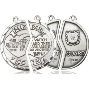 Large Coast Guard Mizpah Medal Necklaces - Sterling Silver Pendant On 18 and 24 Chains 2012SS3 Large Coast Guard Mizpah Medal Necklaces - Sterling Silver Pendant On 18 and 24 Chains 2012SS3