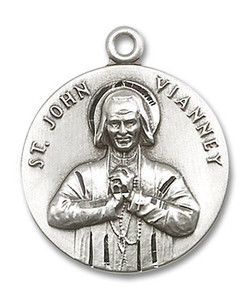 St John Vianney Medal - Sterling Silver Round Pendant 2 Sizes St John Vianney Medal - Sterling Silver Round Pendant 2 Sizes