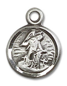 Guardian Angel Medal Charm - Sterling Silver Round Pendant 2340SS Guardian Angel Medal Charm - Sterling Silver Round Pendant 2340SS