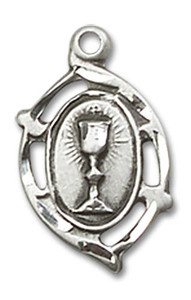Embellished First Communion Pendant - Sterling Silver 5/8 x 3/8 3019SS Embellished First Communion Pendant - Sterling Silver 5/8 x 3/8 3019SS