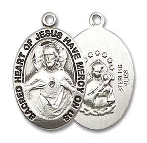 Scapular Medal - Sterling Silver 3/4 x 3/8 Pendant 3988SS Scapular Medal - Sterling Silver 3/4 x 3/8 Pendant 3988SS