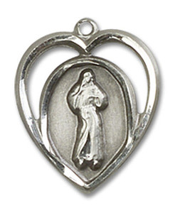 Cut Out Heart Shaped Divine Mercy Pendant - Sterling Silver 5/8 x 1/2 4119SS Cut Out Heart Shaped Divine Mercy Pendant - Sterling Silver 5/8 x 1/2 4119SS