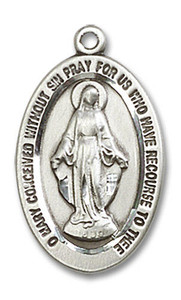 Miraculous Medal - Sterling Silver Oval Pendant 2 Sizes Miraculous Medal - Sterling Silver Oval Pendant 2 Sizes