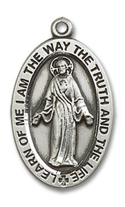 Scapular Medal - Sterling Silver Oval Pendant 2 Sizes Scapular Medal - Sterling Silver Oval Pendant 2 Sizes