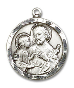 St Joseph Medal - Sterling Silver 7/8 x 3/4 Round Pendant 4140SS St Joseph Medal - Sterling Silver 7/8 x 3/4 Round Pendant 4140SS