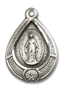 Tear Drop Miraculous Medal - Sterling Silver 3/4 x 1/2 Pendant 4144MSS Tear Drop Miraculous Medal - Sterling Silver 3/4 x 1/2 Pendant 4144MSS
