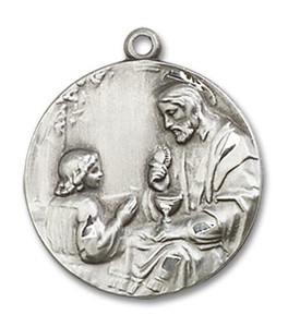 Christ and Child First Communion Medal - Sterling Silver 3/4 x 5/8 Round Pendant 4202SS Christ and Child First Communion Medal - Sterling Silver 3/4 x 5/8 Round Pendant 4202SS
