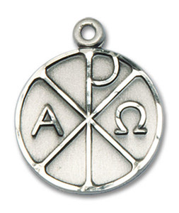 Alpha and Omega Medal - Sterling Silver 3/4 x 5/8 Round Pendant 4225SS Alpha and Omega Medal - Sterling Silver 3/4 x 5/8 Round Pendant 4225SS
