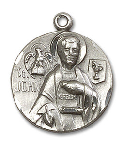 St John The Evangelist Medal - Sterling Silver 3/4 x 5/8 Round Pendant 4231SS St John The Evangelist Medal - Sterling Silver 3/4 x 5/8 Round Pendant 4231SS