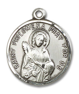 St Philomena Medal - Sterling Silver 3/4 x 5/8 Round Pendant 4267SS St Philomena Medal - Sterling Silver 3/4 x 5/8 Round Pendant 4267SS