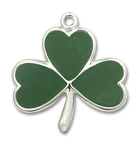 Green Shamrock Pendant - Sterling Silver 2 Sizes Green Shamrock Pendant - Sterling Silver 2 Sizes
