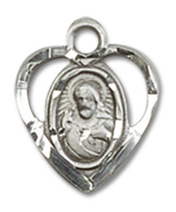 Cut Out Heart Shaped Scapular Pendant Charm - Sterling Silver 5402SS Cut Out Heart Shaped Scapular Pendant Charm - Sterling Silver 5402SS