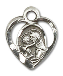 Cut Out Heart Shaped St Anthony of Padua Pendant Charm - Sterling Silver 5408SS Cut Out Heart Shaped St Anthony of Padua Pendant Charm - Sterling Silver 5408SS