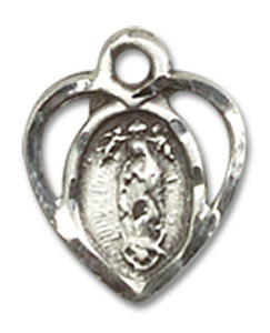 Cut Out Heart Shaped Our Lady of La Salette Pendant Charm - Sterling Silver 5412SS Cut Out Heart Shaped Our Lady of La Salette Pendant Charm - Sterling Silver 5412SS