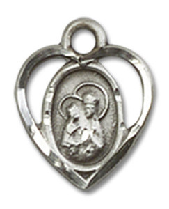 Cut Out Heart Shaped St Ann Pendant Charm - Sterling Silver 5414SS Cut Out Heart Shaped St Ann Pendant Charm - Sterling Silver 5414SS
