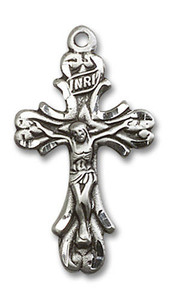 Large Embellished Crucifix Pendant - Sterling Silver 1 x 1/2 5421SS Large Embellished Crucifix Pendant - Sterling Silver 1 x 1/2 5421SS