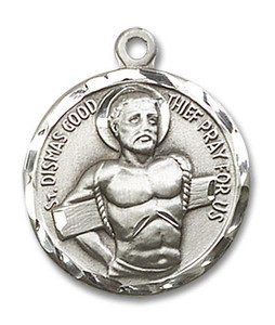 St Dismas The Good Thief Medal - Sterling Silver 3/4 x 3/4 Round Pendant 5436SS St Dismas The Good Thief Medal - Sterling Silver 3/4 x 3/4 Round Pendant 5436SS