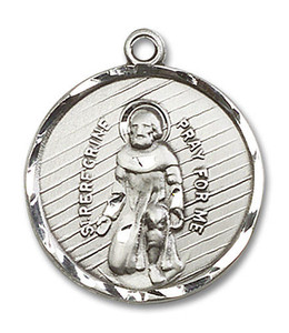 Large St Peregrine Medal - Sterling Silver 1 x 7/8 Round Pendant 5437SS Large St Peregrine Medal - Sterling Silver 1 x 7/8 Round Pendant 5437SS