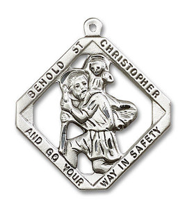 Cut Out St Christopher Pendant - Sterling Silver 1 3/4 x 1 1/2 5628SS Cut Out St Christopher Pendant - Sterling Silver 1 3/4 x 1 1/2 5628SS