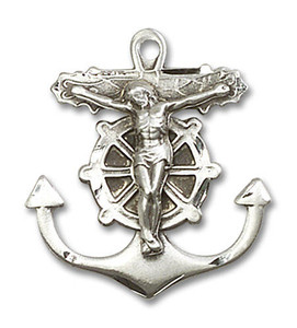 Large Anchor Crucifix Pendant - Sterling Silver 1 x 7/8 5685SS Large Anchor Crucifix Pendant - Sterling Silver 1 x 7/8 5685SS
