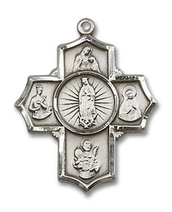 Large Our Lady of Guadalupe Motherhood 5-Way Medal - Sterling Silver 1 1/4 x 1 Pendant 5708SS Large Our Lady of Guadalupe Motherhood 5-Way Medal - Sterling Silver 1 1/4 x 1 Pendant 5708SS