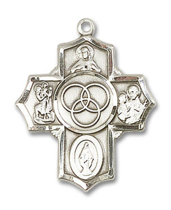 Blended Family 5-Way Medal - Sterling Silver 1 1/4 x 1 Pendant 5710SS Blended Family 5-Way Medal - Sterling Silver 1 1/4 x 1 Pendant 5710SS