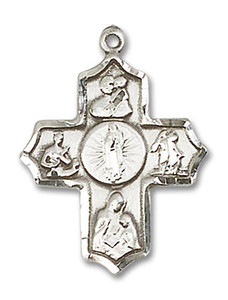 Large Our Lady of Guadalupe Multi-Saint 5-Way Medal - Sterling Silver 1 x 3/4 Pendant 5713SS Large Our Lady of Guadalupe Multi-Saint 5-Way Medal - Sterling Silver 1 x 3/4 Pendant 5713SS