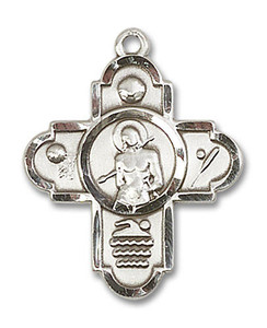 Large St Sebastian Multi Sport 5-Way Medal - Sterling Silver 1 x 7/8 Pendant 5714SS Large St Sebastian Multi Sport 5-Way Medal - Sterling Silver 1 x 7/8 Pendant 5714SS