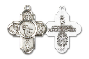Large Football 5-Way Medal - Sterling Silver 1 1/8 x 1 5/8 Pendant 5741SS Large Football 5-Way Medal - Sterling Silver 1 1/8 x 1 5/8 Pendant 5741SS