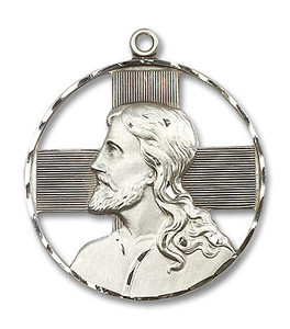 Cut Out Head of Christ Pendant - Sterling Silver 1 5/8 x 1 1/2 5848SS Cut Out Head of Christ Pendant - Sterling Silver 1 5/8 x 1 1/2 5848SS