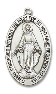 Extra Large Miraculous Medal - Sterling Silver 1 5/8 x 1 Oval Pendant Extra Large Miraculous Medal - Sterling Silver 1 5/8 x 1 Oval Pendant
