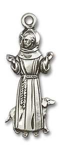 Large St Francis with Dog Pendant - Sterling Silver 1 x 3/8 5905SS Large St Francis with Dog Pendant - Sterling Silver 1 x 3/8 5905SS