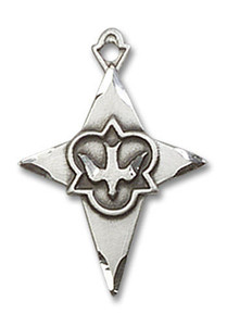Holy Spirit Four Pointed Cross Pendant - Sterling Silver 3/4 x 1/2 5928SS Holy Spirit Four Pointed Cross Pendant - Sterling Silver 3/4 x 1/2 5928SS