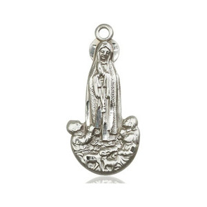 Large Our Lady of Fatima Pendant - Sterling Silver 1 x 1/2 5931SS Large Our Lady of Fatima Pendant - Sterling Silver 1 x 1/2 5931SS