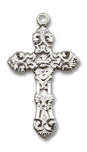 Embellished Large Cross Pendant - Sterling Silver 1 x 1/2 6001SS Embellished Large Cross Pendant - Sterling Silver 1 x 1/2 6001SS