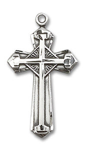Embellished Large Cross Pendant - Sterling Silver 1 1/8 x 5/8 6012SS Embellished Large Cross Pendant - Sterling Silver 1 1/8 x 5/8 6012SS