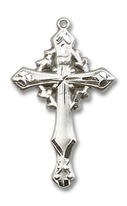 Embellished Large Cross Pendant - Sterling Silver 1 x 5/8 6019SS Embellished Large Cross Pendant - Sterling Silver 1 x 5/8 6019SS