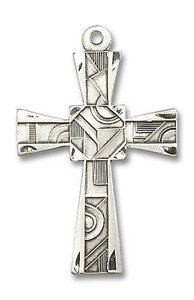 Mosaic Cross Pendant - Sterling Silver 1 5/8 x 1 6032SS Mosaic Cross Pendant - Sterling Silver 1 5/8 x 1 6032SS