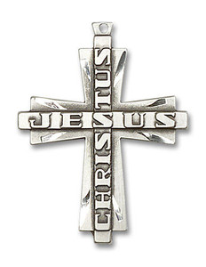 Jesus Christus Cross Pendant - Sterling Silver 1 3/8 x 1 6034SS Jesus Christus Cross Pendant - Sterling Silver 1 3/8 x 1 6034SS
