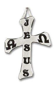 Alpha and Omega Cross Pendant - Sterling Silver 1 3/4 x 1 1/8 6062SS Alpha and Omega Cross Pendant - Sterling Silver 1 3/4 x 1 1/8 6062SS
