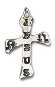 Alpha and Omega Cross Pendant - Sterling Silver 3/4 x 1/2 6063SS Alpha and Omega Cross Pendant - Sterling Silver 3/4 x 1/2 6063SS