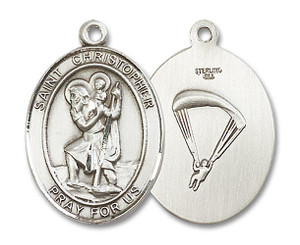 St Christopher Paratrooper Medal - Sterling Silver Oval Pendant 3 Sizes St Christopher Paratrooper Medal - Sterling Silver Oval Pendant 3 Sizes